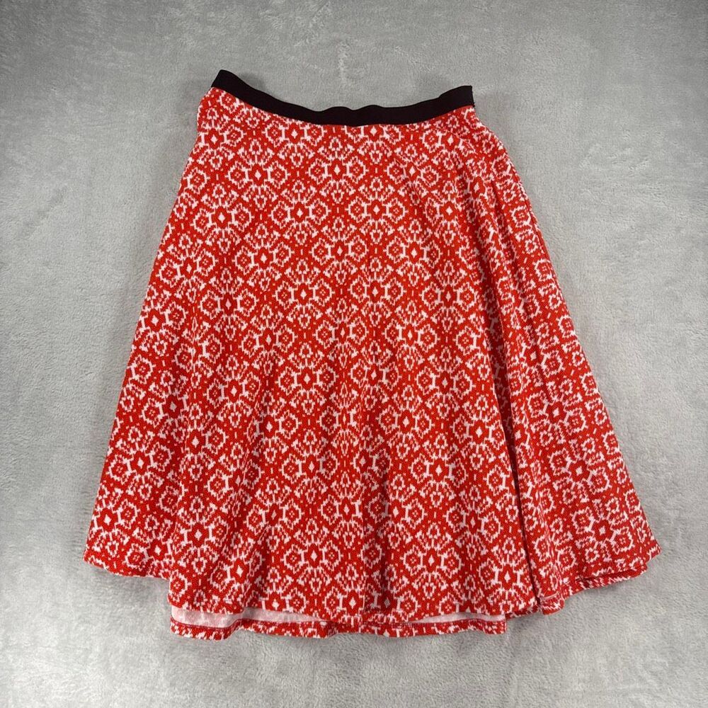 Bobeau Red and White Geometric Skater Skirt Size Medium B